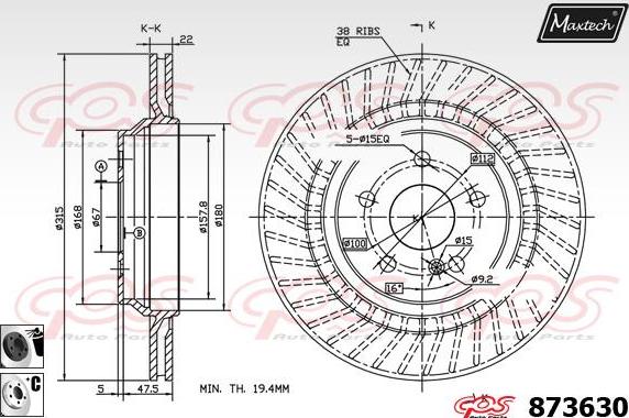 Maxtech 70180316 - Прокладка, поршень корпусу скоби тор autocars.com.ua