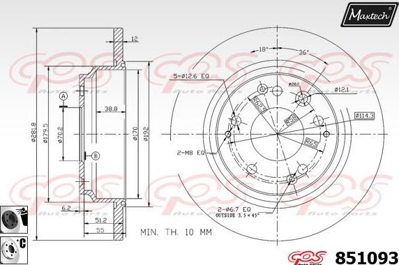 Maxtech 70180322 - Прокладка, поршень корпуса скобы тормоза autodnr.net