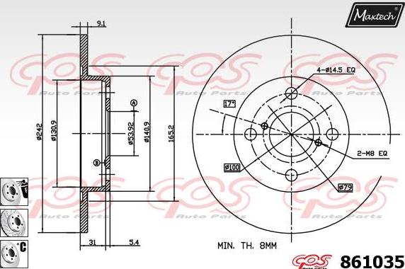 Maxtech 70180335 - Прокладка, поршень корпуса скобы тормоза autodnr.net