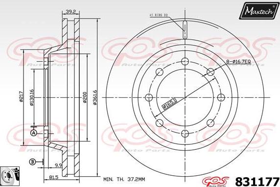 Maxtech 70180336 - Прокладка, поршень корпусу скоби тор autocars.com.ua