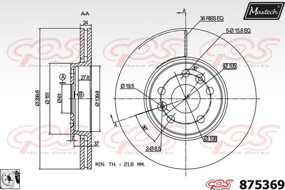 Maxtech 70180340 - Прокладка, поршень корпусу скоби тор autocars.com.ua