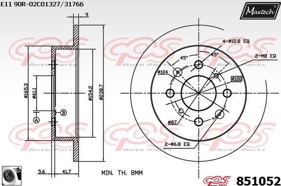 Maxtech 70180351 - Прокладка, поршень корпусу скоби тор autocars.com.ua