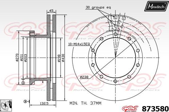 Maxtech 70180358 - Прокладка, поршень корпусу скоби тор autocars.com.ua