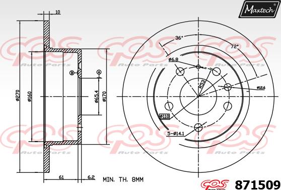 Maxtech 70180365 - Прокладка, поршень корпусу скоби тор autocars.com.ua