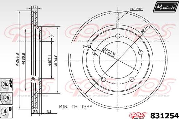 Maxtech 70180373 - Прокладка, поршень корпусу скоби тор autocars.com.ua