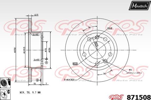 Maxtech 70180382 - Прокладка, поршень корпуса скобы тормоза autodnr.net