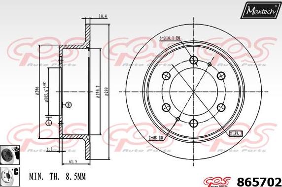 Maxtech 70180385 - Прокладка, поршень корпусу скоби тор autocars.com.ua