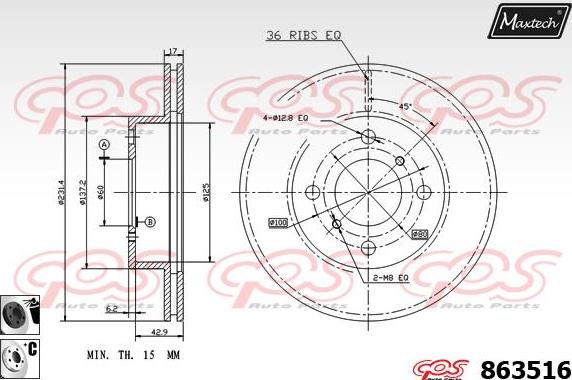 Maxtech 70180386 - Прокладка, поршень корпусу скоби тор autocars.com.ua