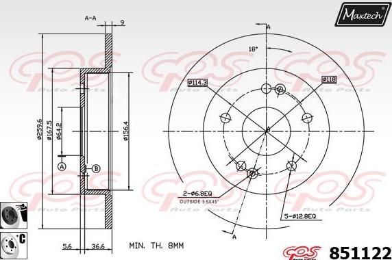 Maxtech 70180442 - Прокладка, поршень корпусу скоби тор autocars.com.ua