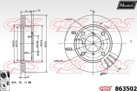 Maxtech 70180444 - Прокладка, поршень корпусу скоби тор autocars.com.ua