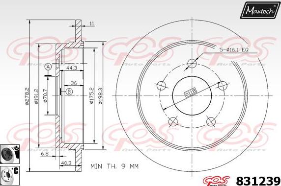 Maxtech 70180445 - Прокладка, поршень корпусу скоби тор autocars.com.ua