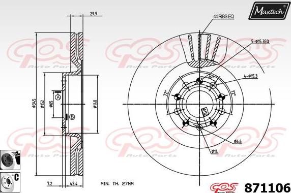 Maxtech 70180450 - Прокладка, поршень корпусу скоби тор autocars.com.ua