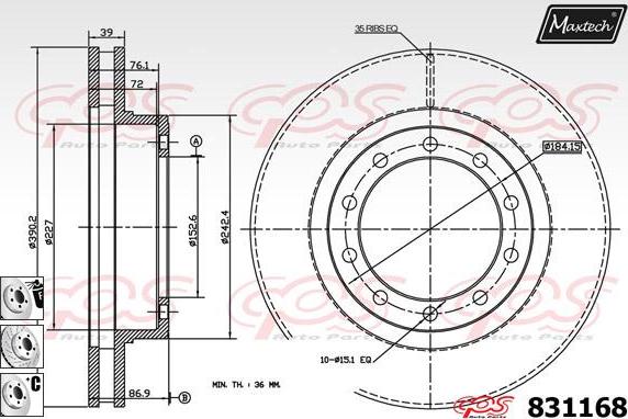 Maxtech 857140 - Гальмівний диск autocars.com.ua