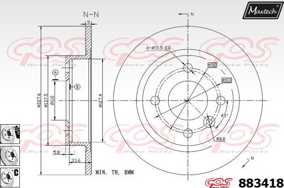 Maxtech 70200055 - Ремкомплект, гальмівний супорт autocars.com.ua