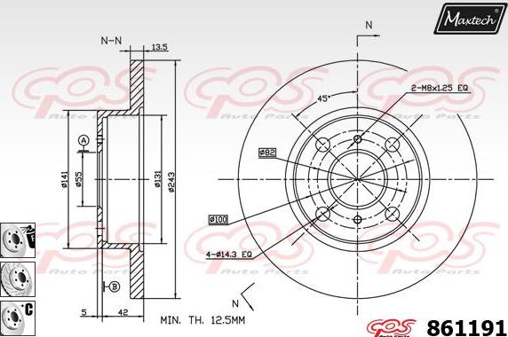 Maxtech 70200113 - Ремкомплект, гальмівний супорт autocars.com.ua