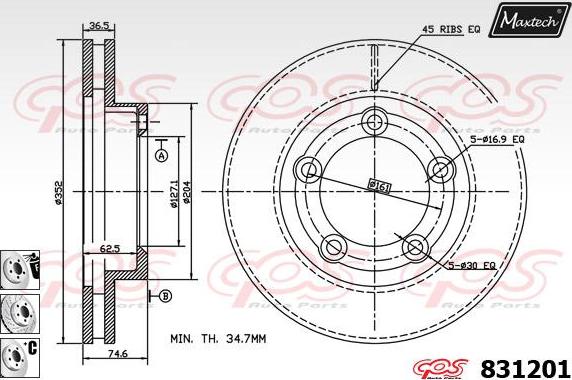 Maxtech 70200128 - Ремкомплект, гальмівний супорт autocars.com.ua