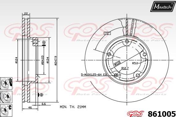 Maxtech 871084 - Гальмівний диск autocars.com.ua