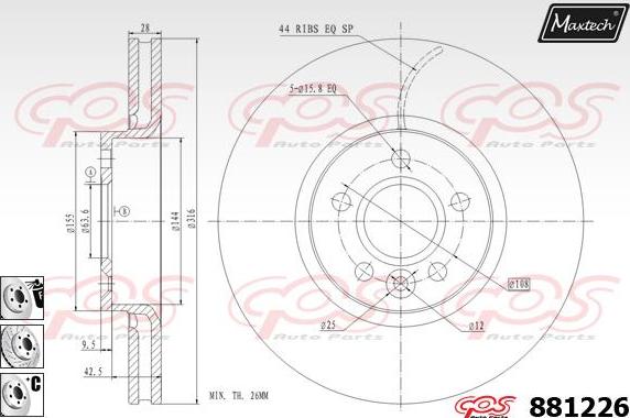 Maxtech 871534 - Гальмівний диск autocars.com.ua