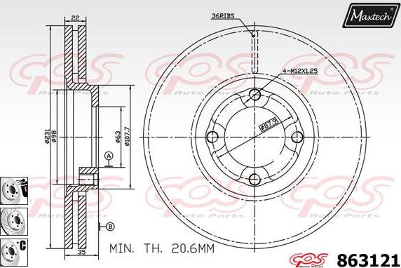 Maxtech 72946002 - Поршень, корпус скоби гальма autocars.com.ua