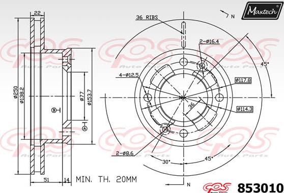 Maxtech 70200602 - Ремкомплект, тормозной суппорт autodnr.net