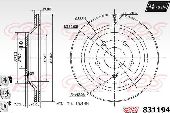 Maxtech 877219 - Гальмівний диск autocars.com.ua