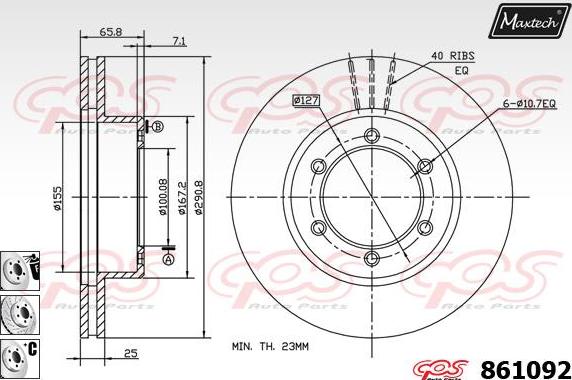 Maxtech 861190 - Гальмівний диск autocars.com.ua