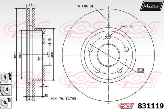 Maxtech 70200860 - Ремкомплект, гальмівний супорт autocars.com.ua