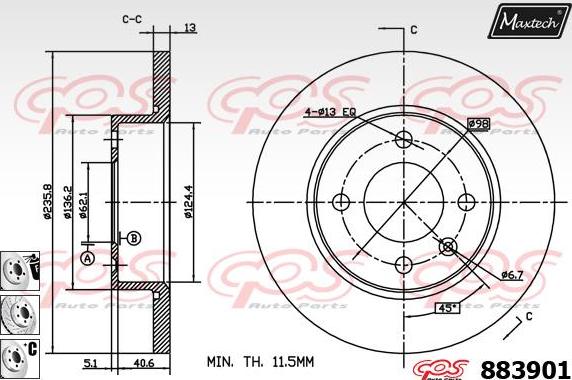 Maxtech 71810034 - Направляючий болт, корпус скоби гальма autocars.com.ua