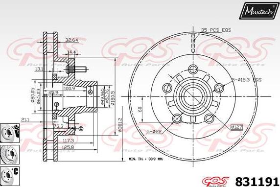 Maxtech 72954059 - Поршень, корпус скоби гальма autocars.com.ua