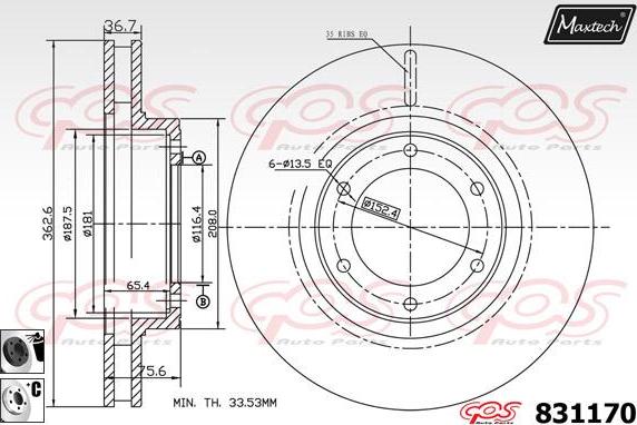 Maxtech 71810040 - Направляючий болт, корпус скоби гальма autocars.com.ua