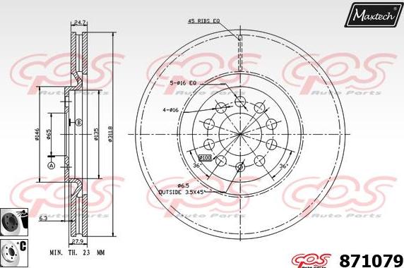 Maxtech 71810045 - Направляючий болт, корпус скоби гальма autocars.com.ua