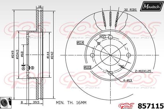 Maxtech 71810053 - Направляючий болт, корпус скоби гальма autocars.com.ua