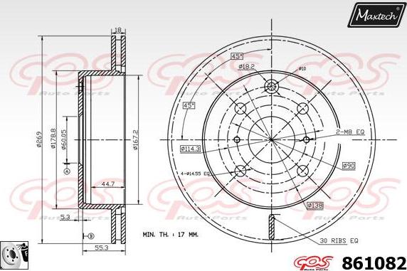 Maxtech 71810055 - Направляючий болт, корпус скоби гальма autocars.com.ua