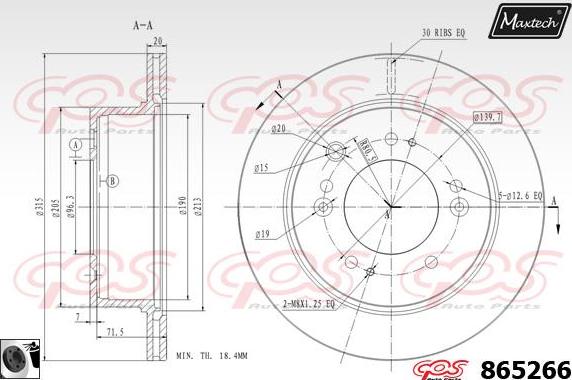 Maxtech 71810080 - Направляючий болт, корпус скоби гальма autocars.com.ua