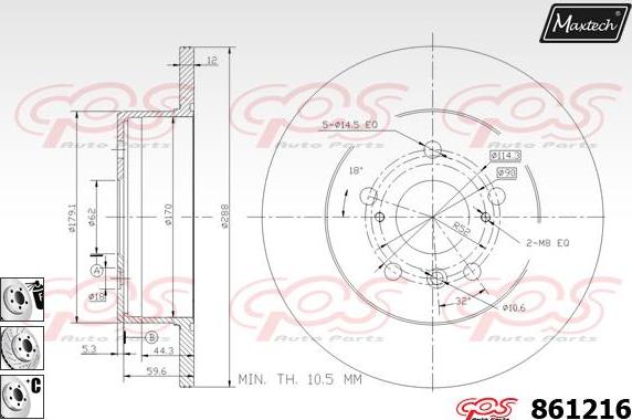 Maxtech 71810090 - Направляющий болт, корпус скобы тормоза autodnr.net