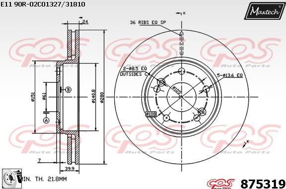 Maxtech 71810103 - Направляючий болт, корпус скоби гальма autocars.com.ua