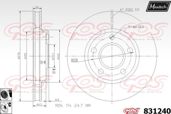 Maxtech 71810110 - Направляючий болт, корпус скоби гальма autocars.com.ua