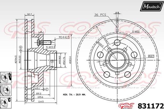 Maxtech 811241 - Гальмівний диск autocars.com.ua