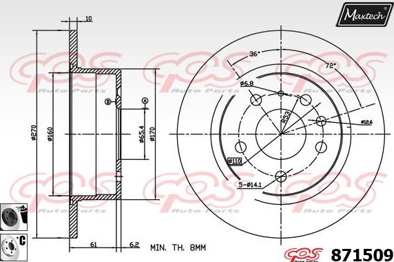 Maxtech 71810192 - Направляючий болт, корпус скоби гальма autocars.com.ua