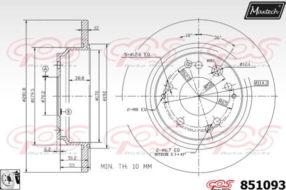 Maxtech 71810206 - Направляющий болт, корпус скобы тормоза autodnr.net