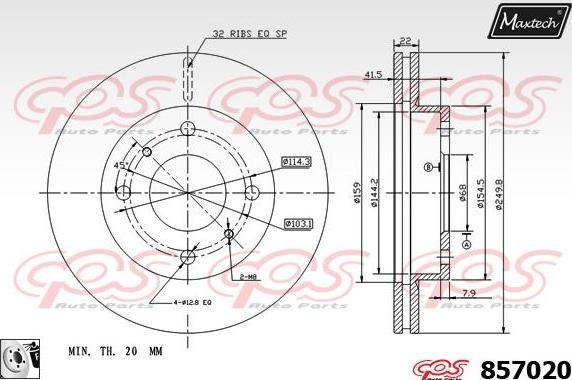 Maxtech 71810210 - Направляющий болт, корпус скобы тормоза autodnr.net