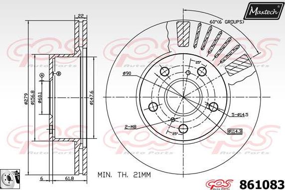 Maxtech 71810213 - Направляючий болт, корпус скоби гальма autocars.com.ua