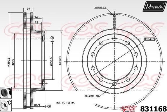 Maxtech 71810216 - Направляючий болт, корпус скоби гальма autocars.com.ua