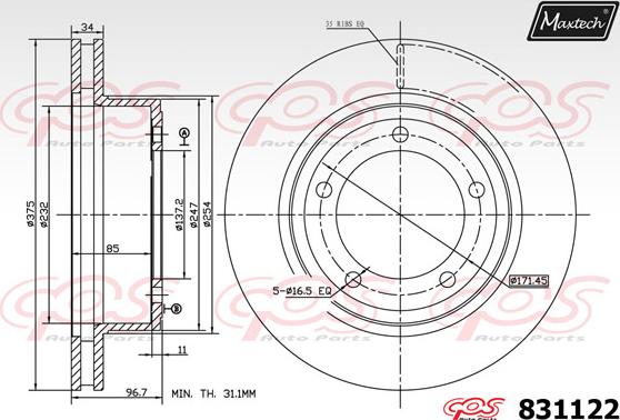 Maxtech 71810222 - Направляющий болт, корпус скобы тормоза autodnr.net