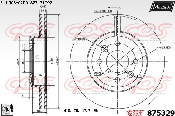 Maxtech 71810257 - Направляючий болт, корпус скоби гальма autocars.com.ua