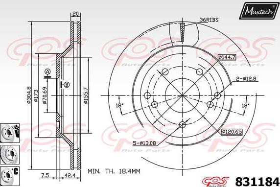 Maxtech 72718014 - Регулювальний елемент, гальмо гальмо гальмівний супорт autocars.com.ua