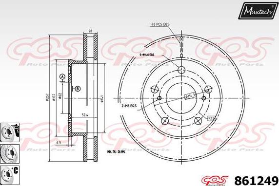 Maxtech 871555 - Гальмівний диск autocars.com.ua