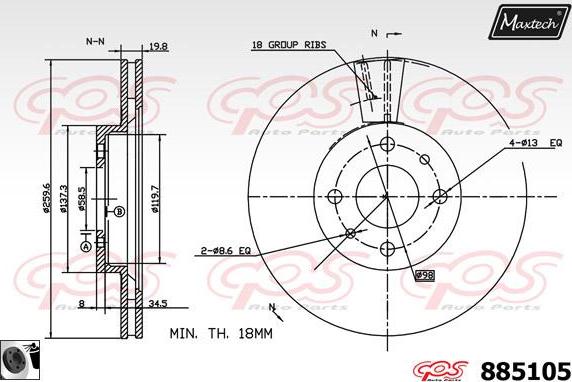 Maxtech 72936035 - Поршень, корпус скоби гальма autocars.com.ua