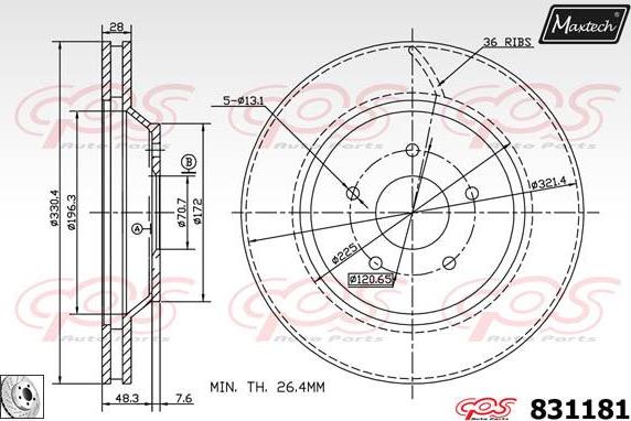 Maxtech 72938057 - Поршень, корпус скоби гальма autocars.com.ua