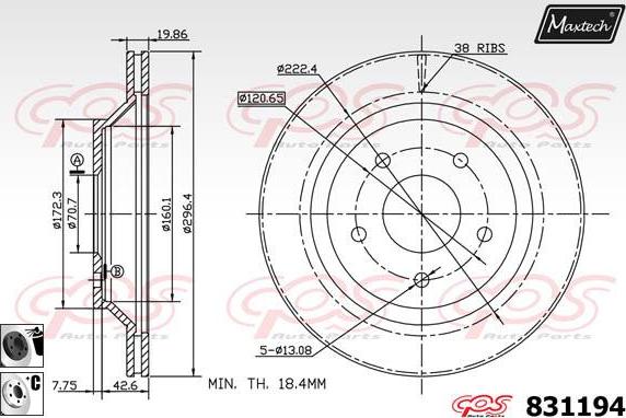 Maxtech 72938061 - Поршень, корпус скоби гальма autocars.com.ua